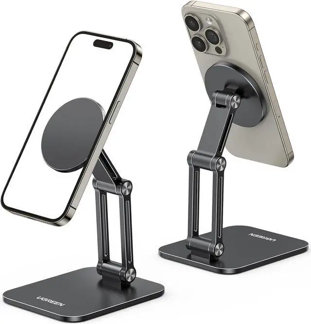 Main image of UGREEN Magnetic Phone Stand Compatible with MagSafe iPhone Stand for Desk Ergonomic Design Adjustable, Aluminum Cell Phone Stand Compatible for iPhone 15 14 13 12 Pro Max and MagSafe Case, Black