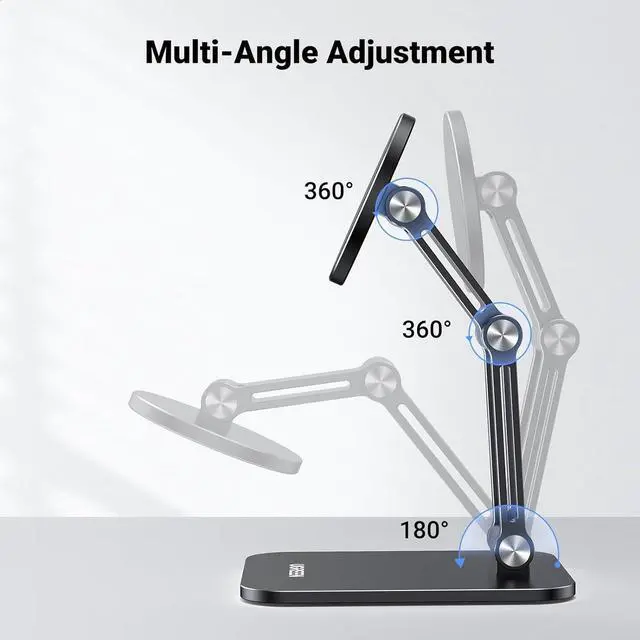 Alt view image 4 of 7 - UGREEN Magnetic Phone Stand Compatible with MagSafe iPhone Stand for Desk Ergonomic Design Adjustable, Aluminum Cell Phone Stand Compatible for iPhone 15 14 13 12 Pro Max and MagSafe Case, Black