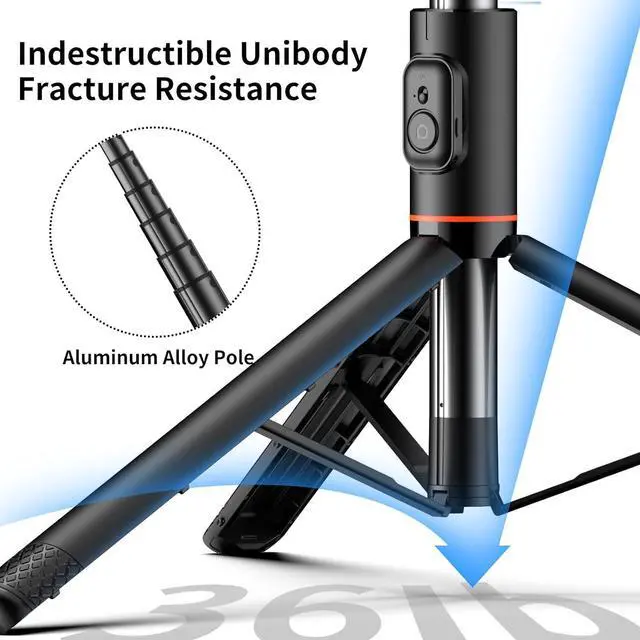Alt view image 4 of 7 - Joyful 72 Phone Tripod & Selfie Stick Extendable Cell Phone Tripod Stand with Wireless Remote Control and Cold Shoe Mount Compatible with iPhone and  Android for Video/Photo/Vlog (Black)