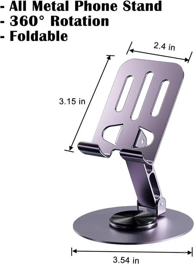 Alt view image 2 of 7 - Phone Tablet Holder Metal Phone Stand 360 Rotation All Kinds Cellphone Foldable Scalable Office Desk Adjustable Portable for Travel