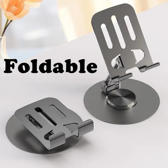 Alt view image 4 of 7 - Phone Tablet Holder Metal Phone Stand 360 Rotation All Kinds Cellphone Foldable Scalable Office Desk Adjustable Portable for Travel