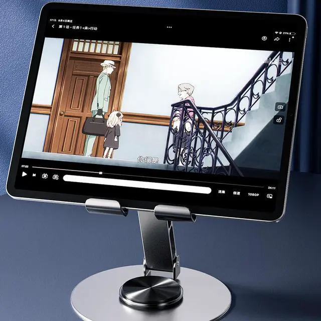 Alt view image 7 of 7 - Phone Tablet Holder Metal Phone Stand 360 Rotation All Kinds Cellphone Foldable Scalable Office Desk Adjustable Portable for Travel
