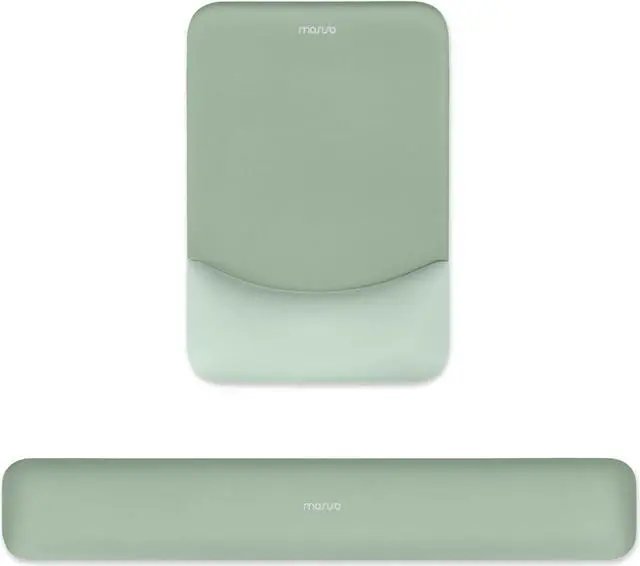 Main image of Wrist Rest Support for Mouse Pad&Keyboard Set Rectangular Ergonomic Mousepad Non-Slip Base Home/Office Pain Relief&Easy Typing Pad with Neoprene Cloth&Raised Curved Memory Foam Green