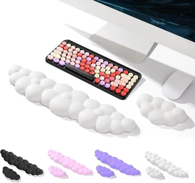 Main image of Keyboard Cloud Wrist Rest Pad Cloud Mouse Arm Wrist Rest Cute Memory Foam Palm Rest for Keyboard Ergonomic Arm Rest for Pain Relief with Non-Slip Suitable for Office Home Laptop Mac Gaming (White)