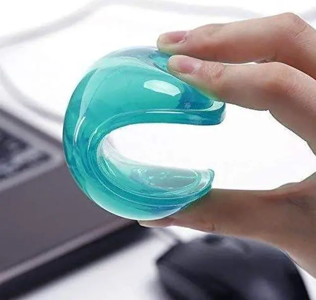 Alt view image 5 of 7 - Silicone Gel Wrist Rest Cushion Heart-Shaped Translucence Ergonomic Mouse Pad Cool Hand Pillow Effectively Reduce Wrist Fatigue Pain Blue