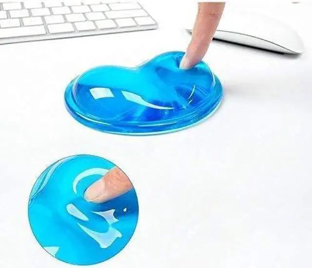 Alt view image 6 of 7 - Silicone Gel Wrist Rest Cushion Heart-Shaped Translucence Ergonomic Mouse Pad Cool Hand Pillow Effectively Reduce Wrist Fatigue Pain Blue