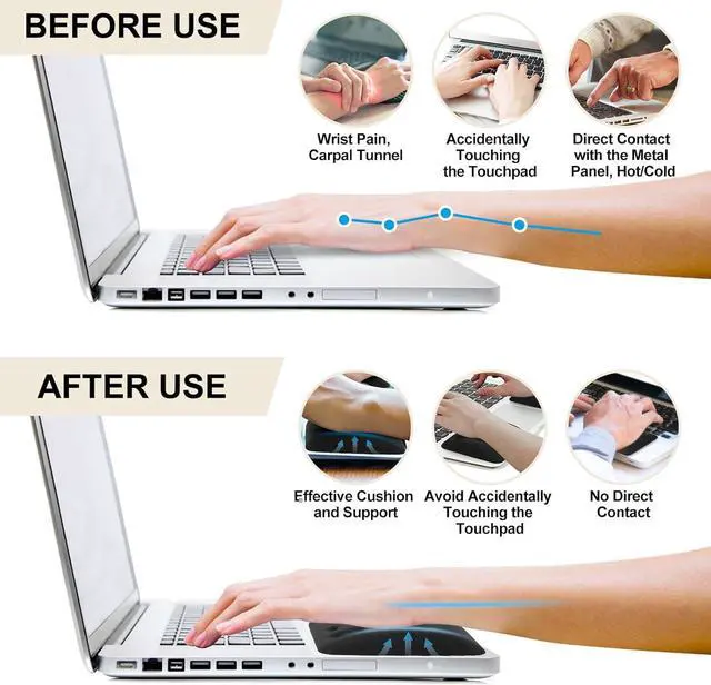 Alt view image 4 of 6 - Keyboard Wrist Rest for Laptop Ergonomic Laptop Wrist Support for Computer Keyboard Memory Foam Laptop Wrist Rest for Keyboard and Mouse Relieve Wrist Pain and Carpal Tunnel