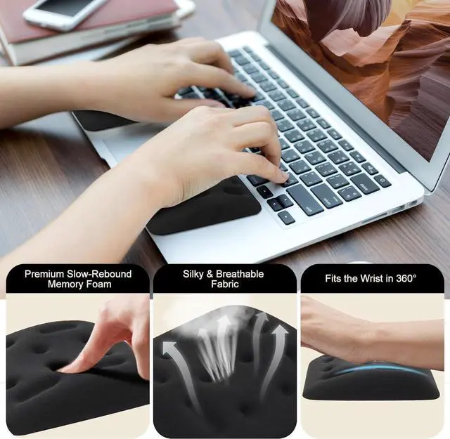 Alt view image 3 of 6 - Keyboard Wrist Rest for Laptop Ergonomic Laptop Wrist Support for Computer Keyboard Memory Foam Laptop Wrist Rest for Keyboard and Mouse Relieve Wrist Pain and Carpal Tunnel
