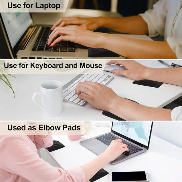 Alt view image 2 of 6 - Keyboard Wrist Rest for Laptop Ergonomic Laptop Wrist Support for Computer Keyboard Memory Foam Laptop Wrist Rest for Keyboard and Mouse Relieve Wrist Pain and Carpal Tunnel