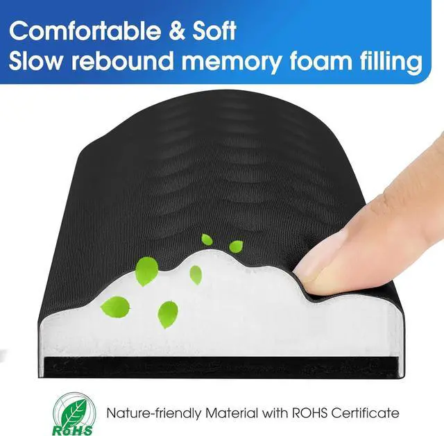 Alt view image 3 of 7 - Memory Foam Keyboard Wrist Rest Set Ergonomic Keyboard Mouse Wrist Support for Wrist Pain Relief Stain Resistant 2 Pcs Pad Black