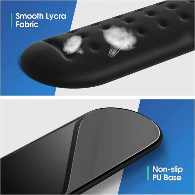 Alt view image 5 of 7 - Memory Foam Keyboard Wrist Rest Set Ergonomic Keyboard Mouse Wrist Support for Wrist Pain Relief Stain Resistant 2 Pcs Pad Black