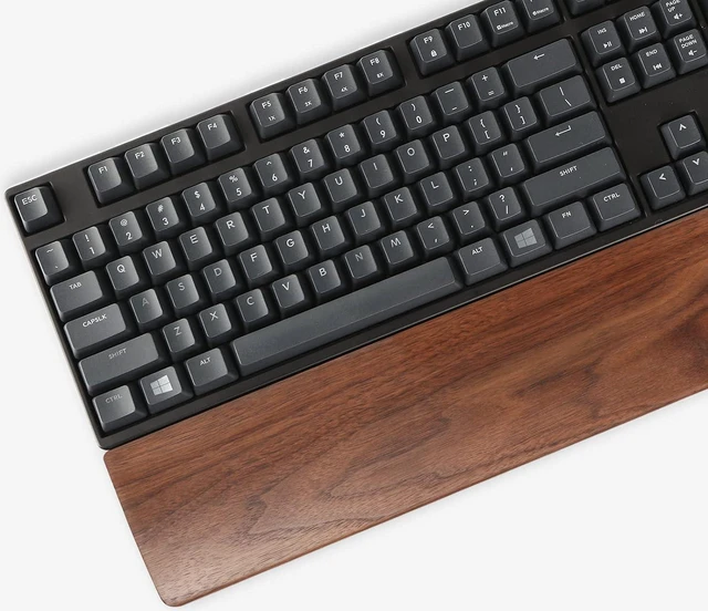 Alt view image 6 of 6 - Wooden Wrist Rest 17.3-inch Length and 20mm Thickness for Full-Sized Keyboard Palm Rest Ergonomic Design for Mechanical Gaming Keyboard Wipe Clean (Fullsize-440mm Walnut Wood)