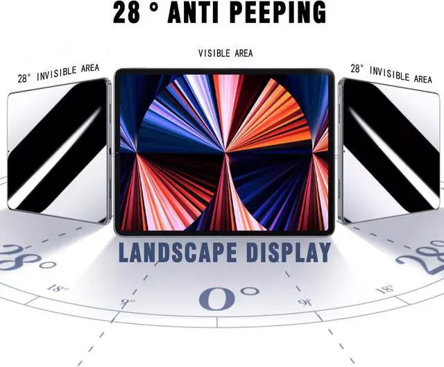Alt view image 2 of 7 - Privacy Screen Protector for  Galaxy Tab A9 Plus 11 Inch 2023 Case Friendly Tempered Glass for  Tablet A9 Plus/ A9+ 11 5G