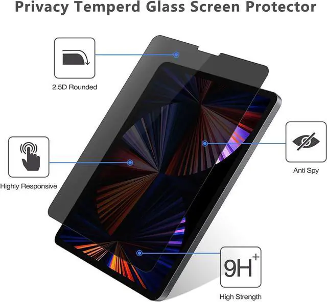 Alt view image 4 of 7 - OXMAN Privacy 1 Pack Screen Protector for  Galaxy Tab A9 Plus 11 Inch 2023 Case Friendly Tempered Glass for  Tablet A9 Plus/ A9+ 11 5G (SM-X210/X216/X218) transparent