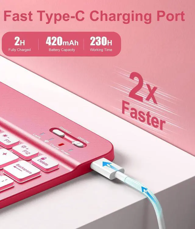 Alt view image 3 of 7 - iPad 10th Generation Case with Keyboard 10.9 Inch - 7 Colors Backlit Wireless Detachable Folio Keyboard Cover with Pencil Holder for New iPad 10th Gen 2022 (Pink)