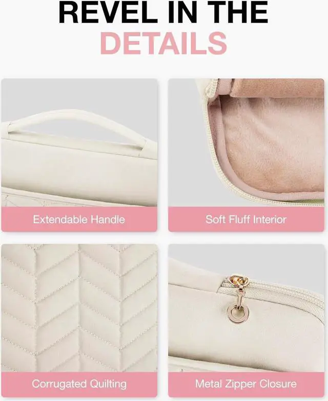 Alt view image 5 of 7 - 15-15.6 Inch Laptop Case Sleeve for Women Puffy Shockproof Laptop Bag with Accessories Pouch and Handle Lightweight Computer Case Compatible with  HP MacBook Air/Pro Natural Cream