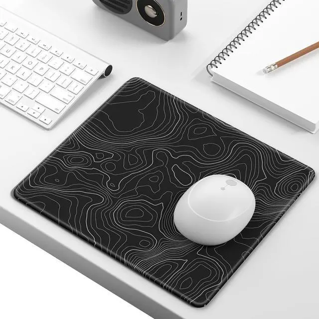 Alt view image 2 of 6 - Mouse Pad Minimalism Marble Style Computer Mousepad Anti-Slip Rubber Mouse Mat with Stitched Edges for Gaming Office Laptop PC Women 9 x 8 Thick 3mm Black Swirl