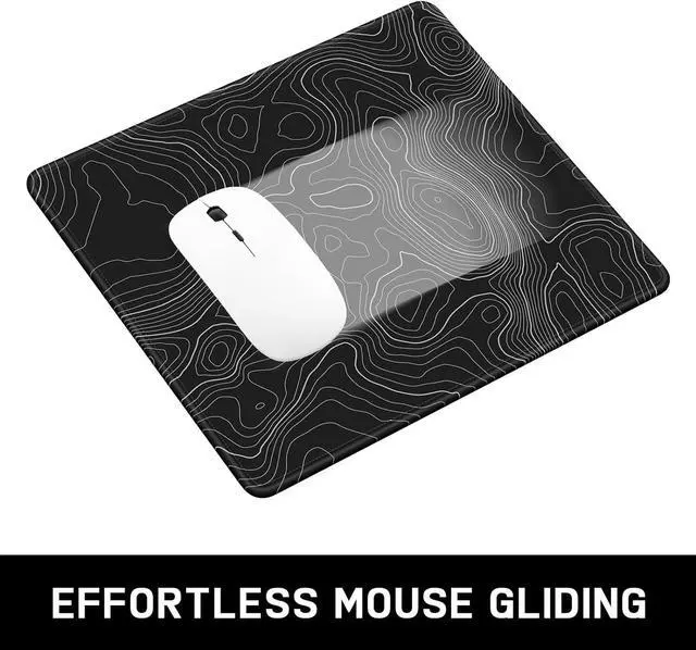 Alt view image 6 of 6 - Mouse Pad Minimalism Marble Style Computer Mousepad Anti-Slip Rubber Mouse Mat with Stitched Edges for Gaming Office Laptop PC Women 9 x 8 Thick 3mm Black Swirl