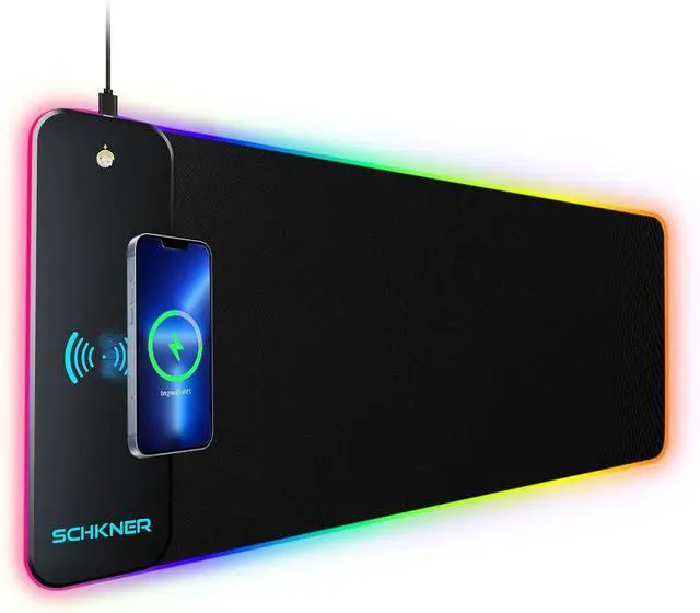 Main image of RGB Gaming Mouse Pad with Wireless Charging 15W Large Desk Mat 800x300x4mm 10 Light Modes Keyboard Pad with Non-Slip Rubber Base Waterproof Mousepad for Gaming PC MacBook Laptop