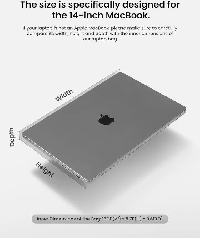 Alt view image 2 of 7 - 360 Protective Laptop Sleeve for 14-inch MacBook Pro M5(2025)/M4/M3/M2/M1 Pro/Max A3434 A3112 A3401 A3185 13-inch iPad Pro (M5/M4)/ iPad Air (M3/M2) with Magic Keyboard Water-Resistant Case