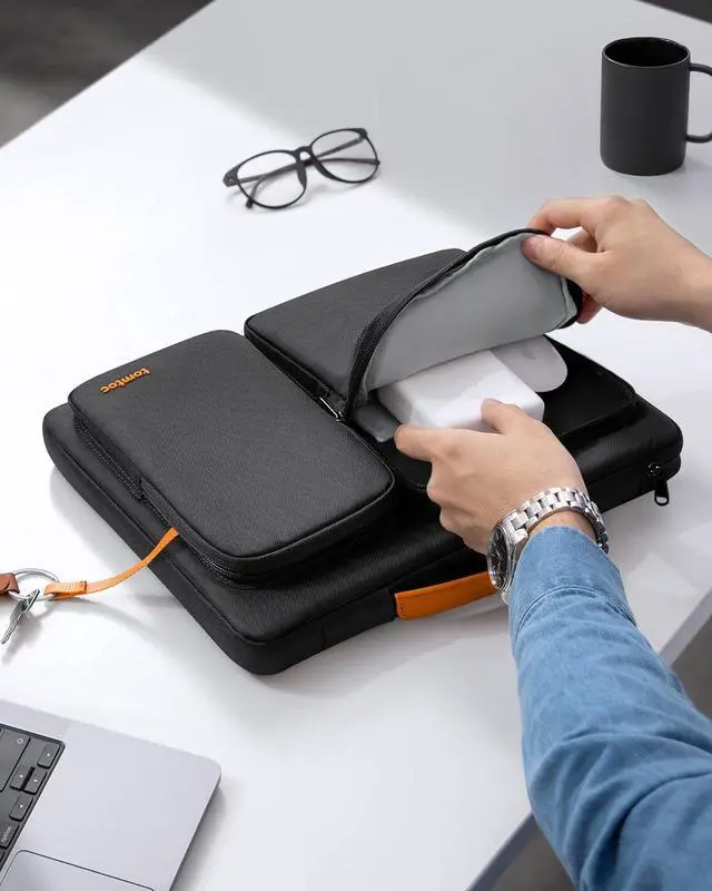 Alt view image 7 of 7 - 360 Protective Laptop Sleeve for 14-inch MacBook Pro M3/M2/M1 Pro/Max A2918 A2992 A2779 A2442 2023-2021 13.5-14.4 Inch Surface Laptop 6/5/Studio 2/1 Water-Resistant Carrying Case