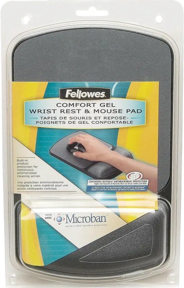 Alt view image 2 of 3 - Fellowes MICROBAN Gel Mouse Pad Wrist Support - Graphite (9175101)