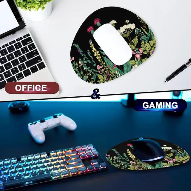 Alt view image 7 of 7 - Mouse Pad, Premium-Textured Oval Computer Pad, 8.7" x 7.1" Thick 3 mm Anti-Slip Waterproof Rubber Cute Mouse Mat for Office, Home, Gaming, Laptop, PC, Black Dandelion
