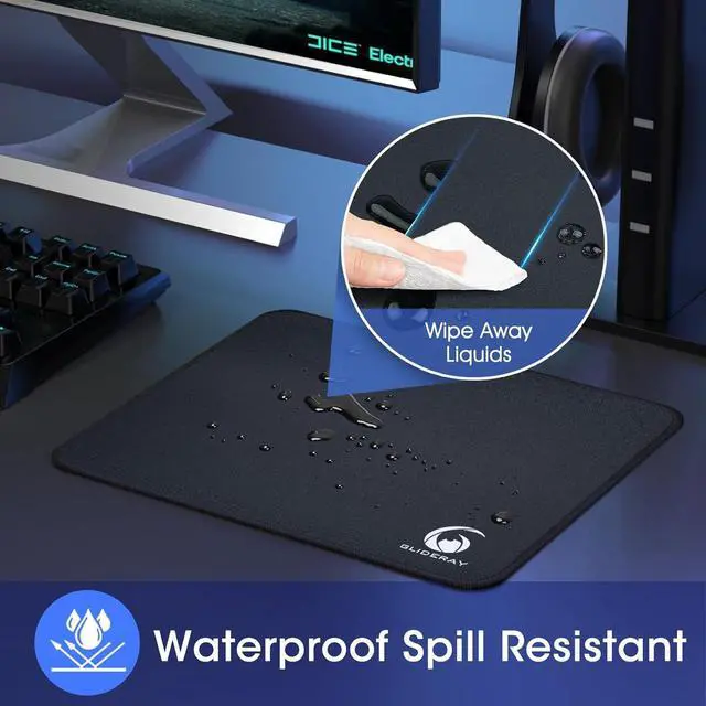 Alt view image 4 of 7 - Small Mouse PadMini Mouse Pad 6 x 7 Inchfor Laptop Keyboard Tray Wireless Mouse Home Office Travelwith Non-Slip Rubber Base Waterproof Mouse MatCyan Blue Marble