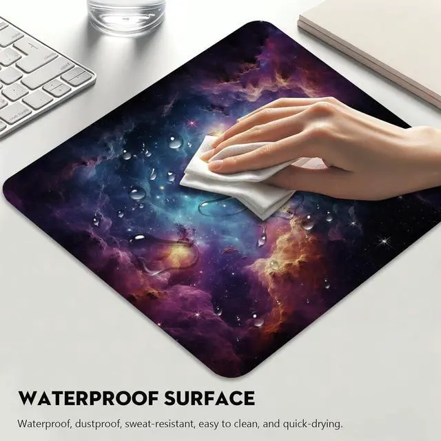 Alt view image 4 of 7 - Galactic Nebula Starscape Mouse Pad - Explore The Universe from Your Desk Stitched Edges Non-Slip Rubber Base Mouse Pads for Computers Laptop