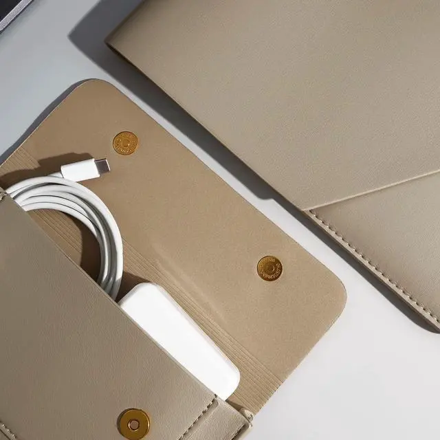 Alt view image 6 of 6 - Laptop Sleeve Compatible with 2024 13inch MacBook Air M3 13 MacBook Pro M2 Surface Pro 3 4 5 6 7  XPS 13 with Small Pouch Mouse Pad and Cord Holder Color Khaki