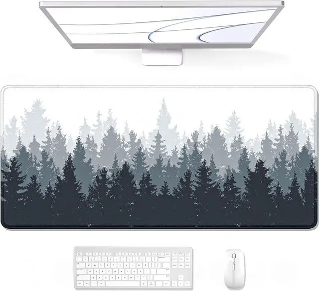 Main image of Large Gaming Mouse Pad Desk Mat 35.4 x 15.7 XXL XXXL Mouse Pad for Desk Desk Mouse Pad for Keyboard Laptop Full Size Big Extended Long Thin Desk Mouse Pad White Forest Background
