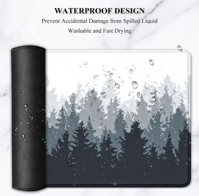 Alt view image 6 of 7 - Large Gaming Mouse Pad Desk Mat 35.4 x 15.7 XXL XXXL Mouse Pad for Desk Desk Mouse Pad for Keyboard Laptop Full Size Big Extended Long Thin Desk Mouse Pad White Forest Background