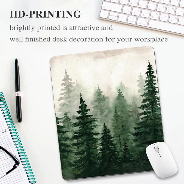 Alt view image 2 of 7 - Green Forest Mouse Pad Mountain Tree Desk Mousepad Computer Gaming Office Small Cute Nature Scenery Aesthetic Vintage Large Wireless Mat Desktop Laptop Travel Square Medium Accessories Supplies