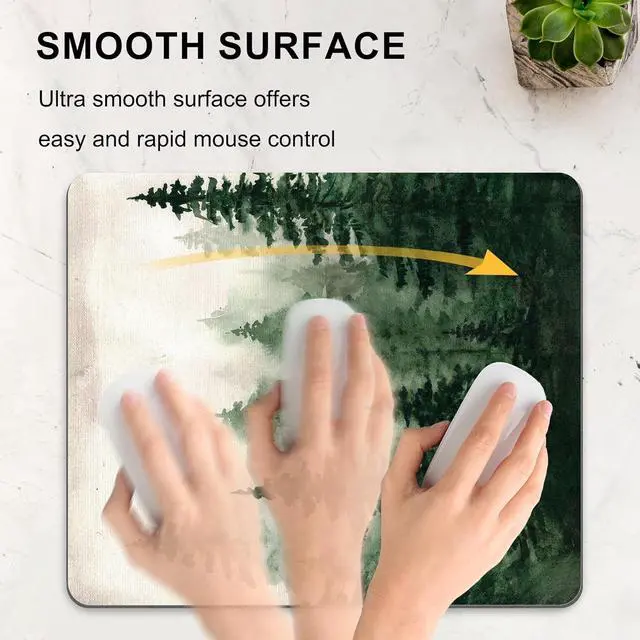 Alt view image 6 of 7 - Green Forest Mouse Pad Mountain Tree Desk Mousepad Computer Gaming Office Small Cute Nature Scenery Aesthetic Vintage Large Wireless Mat Desktop Laptop Travel Square Medium Accessories Supplies