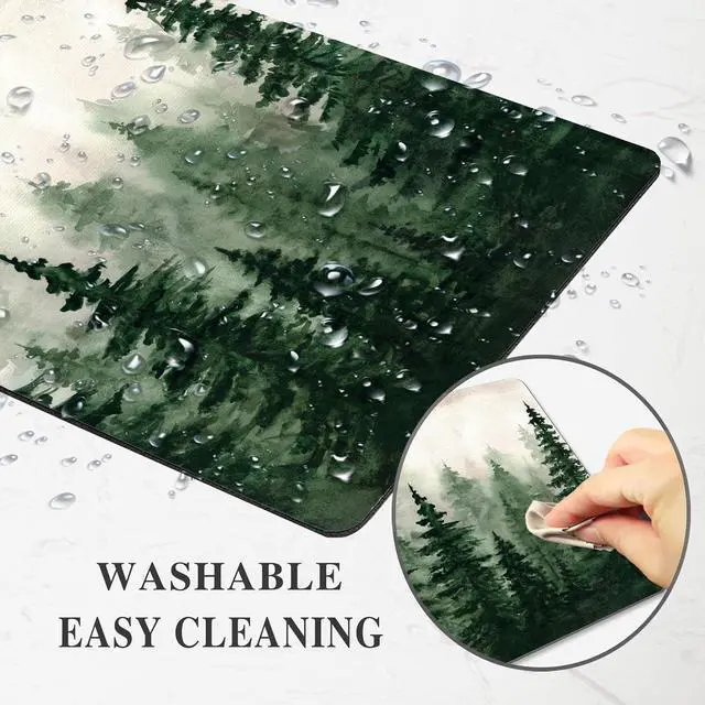 Alt view image 3 of 7 - Green Forest Mouse Pad Mountain Tree Desk Mousepad Computer Gaming Office Small Cute Nature Scenery Aesthetic Vintage Large Wireless Mat Desktop Laptop Travel Square Medium Accessories Supplies