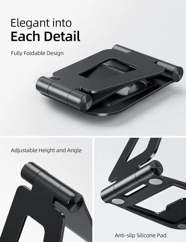 Alt view image 5 of 6 - Dual Foldable iPad Stand Fully Adjustable Desktop Tablet Holder iPad Accessories for Office Kindle Compatible with 4-11 Mobile Devices iPad Pro/Air/Mini iPhone Pro/Max/Plus Nexus Black