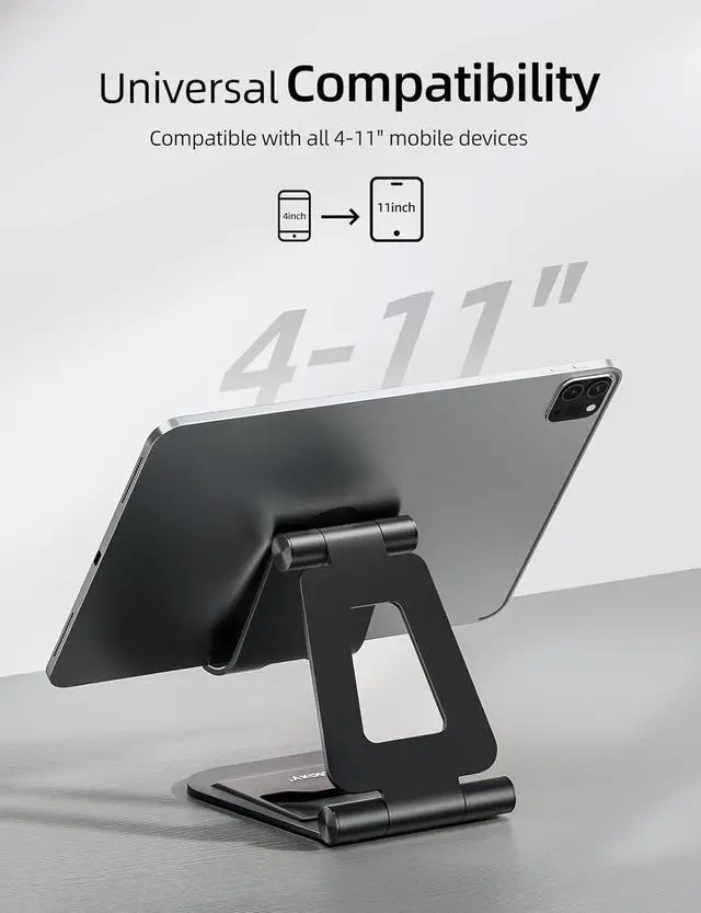 Alt view image 6 of 6 - Dual Foldable iPad Stand Fully Adjustable Desktop Tablet Holder iPad Accessories for Office Kindle Compatible with 4-11 Mobile Devices iPad Pro/Air/Mini iPhone Pro/Max/Plus Nexus Black