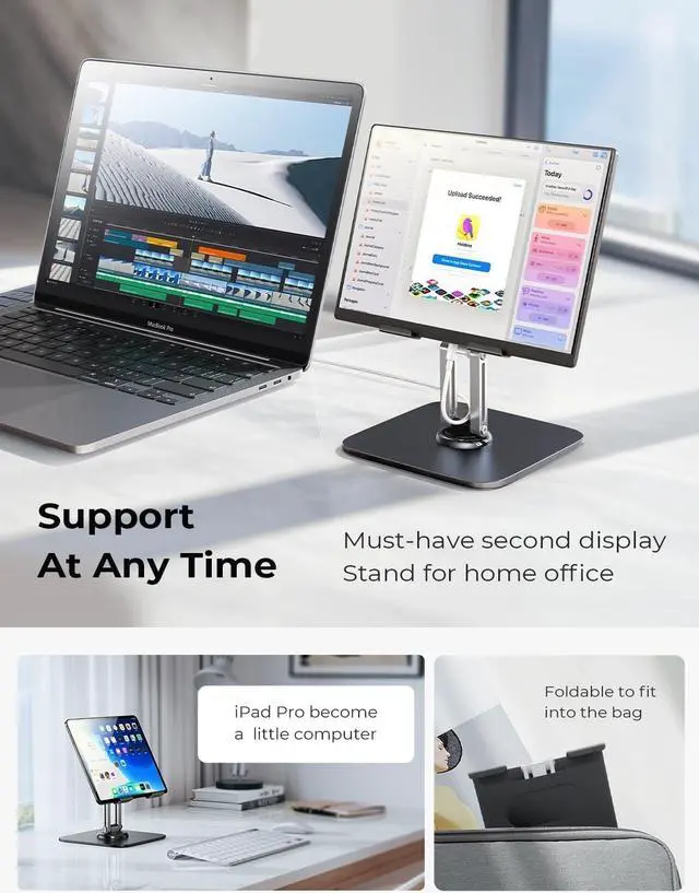 Alt view image 4 of 6 - for iPad Stand Holder Adjustable Tablet Stand for Desk 2024 for iPad Accessories for Computer Accessories iPad Holder for Desk Kindle Table Mount/Monitor/PS/Switch iPhone 12.9-4.7