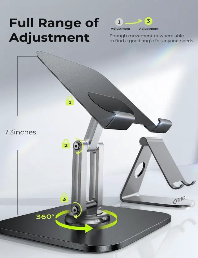 Alt view image 3 of 6 - for iPad Stand Holder Adjustable Tablet Stand for Desk 2024 for iPad Accessories for Computer Accessories iPad Holder for Desk Kindle Table Mount/Monitor/PS/Switch iPhone 12.9-4.7