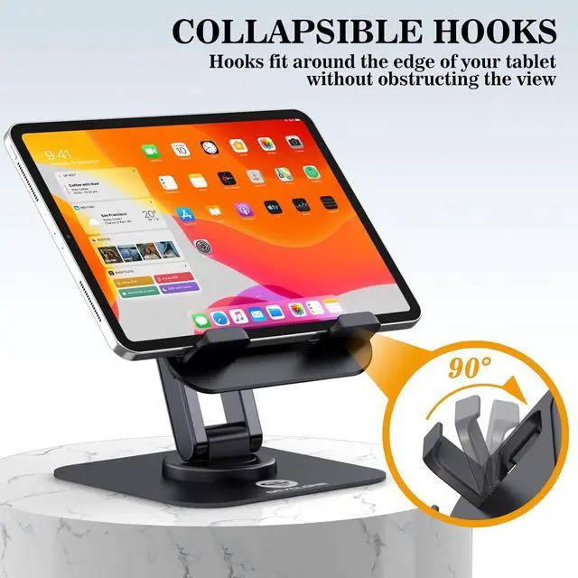 Alt view image 4 of 7 - for iPad Stand 360 Rotating Adjustable Tablet Stand for Desk Portable Monitor Tablet Stand Holder Office Accessories Compatible with 4.7-15.6 Tablet iPad PS iPhone Stand Black