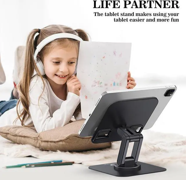 Alt view image 6 of 7 - for iPad Stand 360 Rotating Adjustable Tablet Stand for Desk Portable Monitor Tablet Stand Holder Office Accessories Compatible with 4.7-15.6 Tablet iPad PS iPhone Stand Black