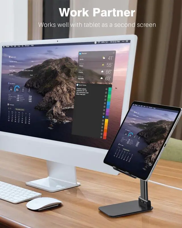 Alt view image 2 of 6 - Tablet Stand Foldable & Adjustable Portable Monitor Stand 5.55 * 3.94 Wide Fit for iPad Holder Stand Compatible with iPad Pro 11 12.9/for iPad 10.9 Surface Pro Portable Monitor 4.7-15.6