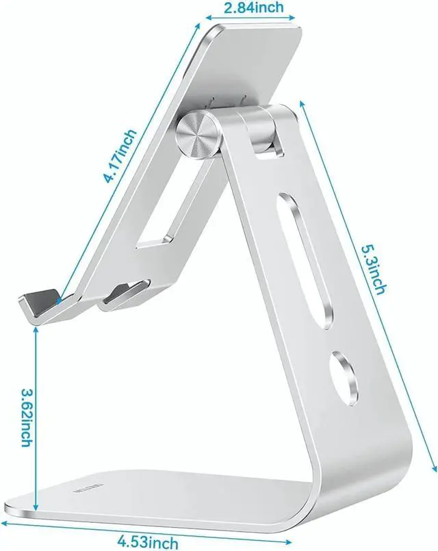 Alt view image 6 of 7 - Adjustable Tablet Stand for Desk Upgraded Longer Arms for Greater Stability T2 Tablet Holder with Hollow Design for Bigger Sized Phones and Tablets Such as iPad Pro/Air/Mini Silver