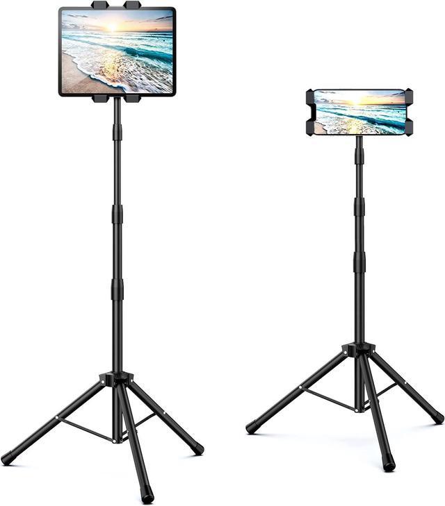 Main image of Tablet Floor Stand Height Adjustable Cellphone Floor Stand with 360°Rotating Tripod Mount Compatible with iPhone iPad Mini/Air/Pro and All 5.5-12.9 Inch Devices