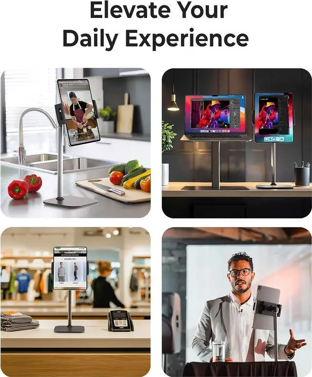 Alt view image 5 of 6 - Cooper TabStand - Height Adjustable Tablet Stand for Desk 16 Portable Monitor Stand | Aluminum Alloy Tablet Holder Stand | Apple iPad Stand for iPad Pro 13/12.9/11 iPad Air iPad mini (Night Black)