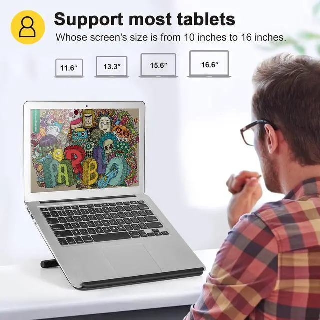 Alt view image 7 of 7 - PR 100 Drawing Tablet Stand Stable Adjustable for 10 to 16 Inches Digital Graphics Drawing Monitors Art Tablets Laptops Compatible with Laptop iPad Pro MacBook Wacom Cintiq 16