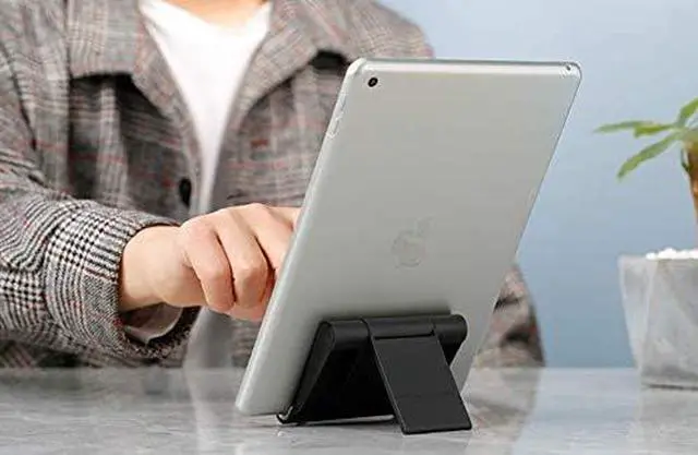 Alt view image 4 of 7 - 2 Pack Adjustable Tablet Stand Compatible with Fire HD 8 HD 10 Fire 7 Tablets Compatible with  Galaxy Tab A7 A8 S5e Compatible with Kindle Paperwhite E-Readers Desktop Holder