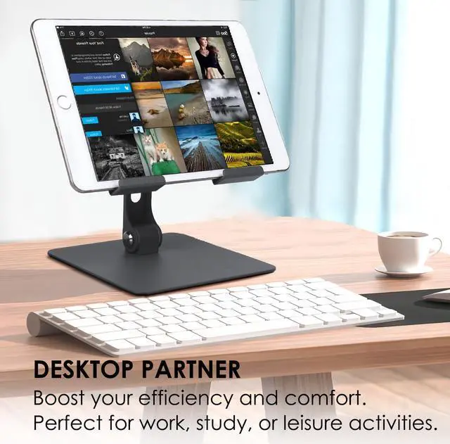 Alt view image 3 of 7 - Tablet Stand for Desk Adjustable and Stable Tablet Holder Multi-Angle Foldable Universal Compatibility for 4-13.3 Inches Tablets (Dark Gray)