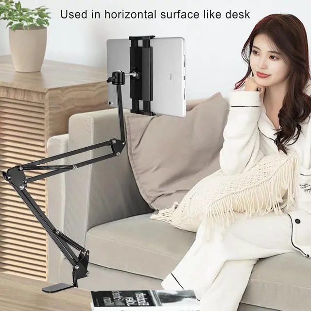 Alt view image 3 of 7 - Tablet Stand Phone Holder iPad Holder for Bed [Ultra Sturdy Bottom Clamp]  Flexible Tablet arm Stand for Desk Mount Compatible with iPad Pro 12.9 iPad Galaxy Tab iPhone or 4.5~13 Inch Devices