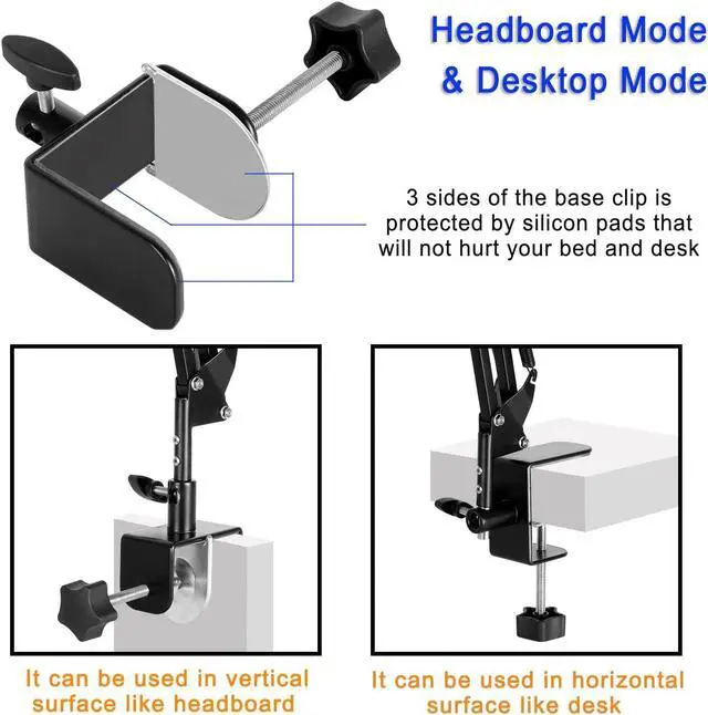 Alt view image 7 of 7 - Tablet Stand Phone Holder iPad Holder for Bed [Ultra Sturdy Bottom Clamp]  Flexible Tablet arm Stand for Desk Mount Compatible with iPad Pro 12.9 iPad Galaxy Tab iPhone or 4.5~13 Inch Devices